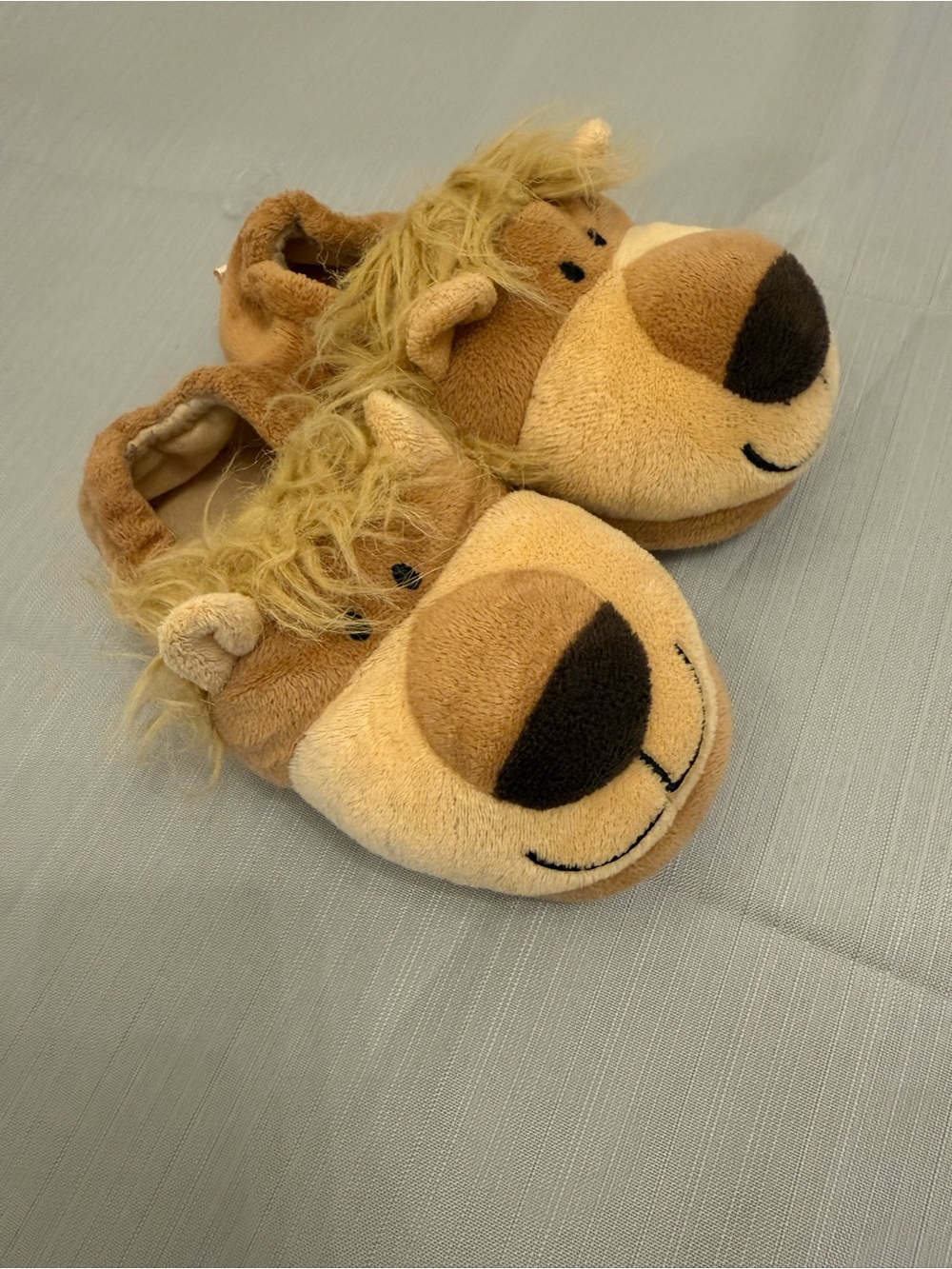 Plush Lion Slip-On Kids Slippers - Brown